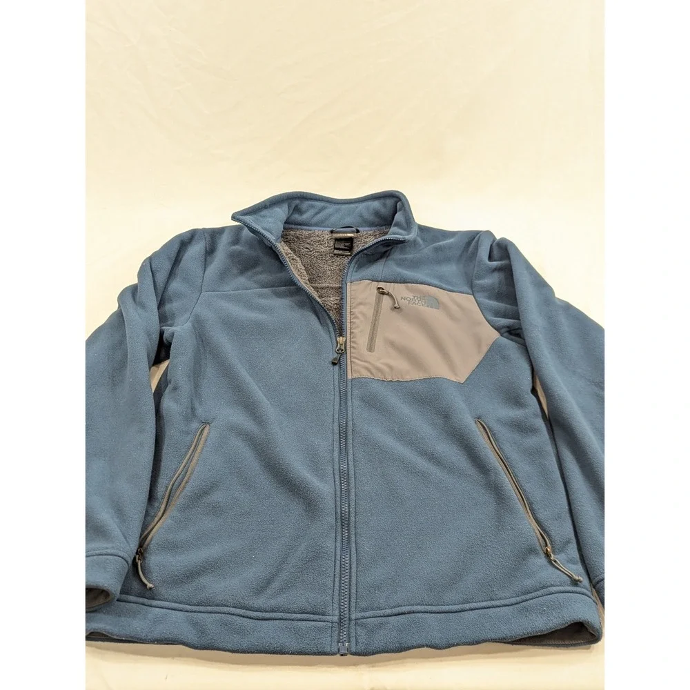 North Face Jacket Mens Medium Blue Fleece Full‎ Zip Sherpa Lined Outdoor Warm